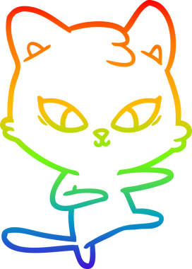 Gökkuşağı gradyan çizgisi bir insan tarafından çizilmiş şirin bir çizgi kedi çizimi