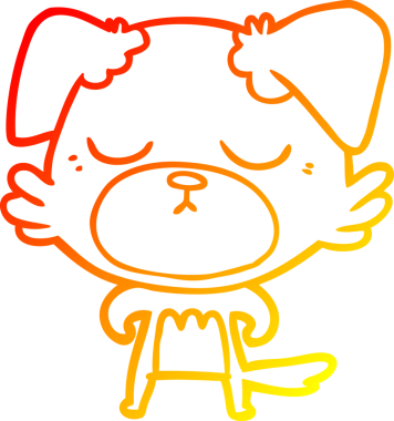 Bir insan tarafından çizilmiş sevimli bir köpeğin sıcak çizgi çizgisi.