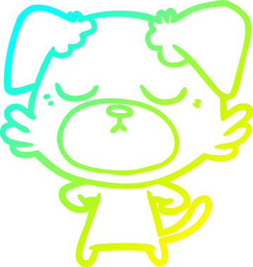 Bir insan tarafından çizilmiş şirin bir çizgi köpeğin soğuk gradyan çizgisi.