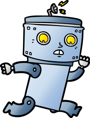 Bir insan tarafından çizilmiş çizgi film robotu