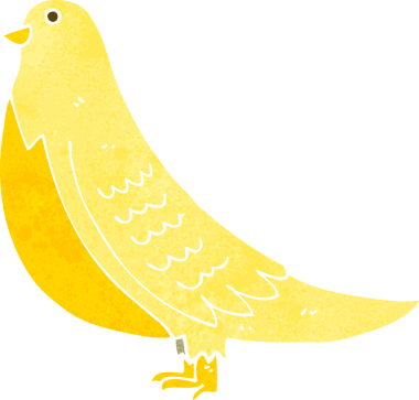 Bir insan tarafından çizilmiş çizgi film kuşu.