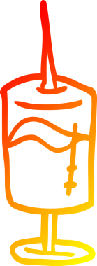 Bir insan tarafından çizilmiş karikatür tıbbi şırınganın sıcak çizgi çizimi