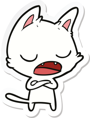 Bir insan tarafından çizilmiş konuşan kedi karikatürü.