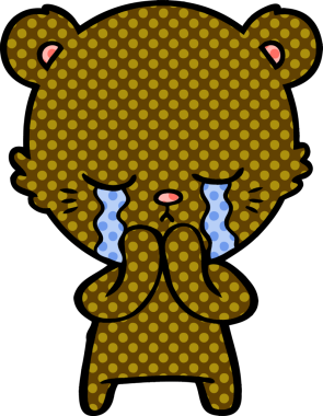 Bir insan tarafından çizilmiş ağlayan çizgi film ayısı.