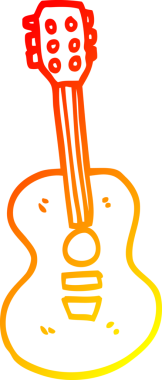 Bir insan tarafından çizilmiş eski bir gitarın sıcak çizgi çizimi