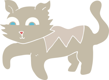 Bir insan tarafından çizilmiş kedinin düz renk çizimi