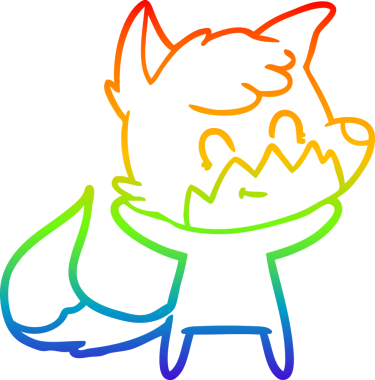 gökkuşağı gradyan çizgi çizimi bir insan tarafından çizilmiş mutlu tilki