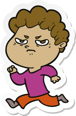 Bir insan tarafından çizilmiş kızgın bir adamın çıkartması.