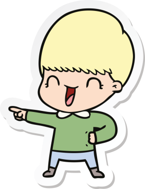 Bir insan tarafından çizilmiş mutlu bir çizgi film çocuğunun çıkartması.