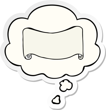 Düşünce baloncuklu çizgi film afişi insan tarafından çizilmiş bir çıkartma.