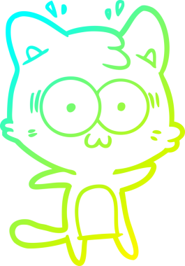 Bir çizgi filmin soğuk gradyan çizimi bir insan tarafından çizilmiş sürpriz bir kedi.