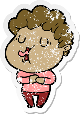 Bir insan tarafından çizilmiş bir çizgi film karakterinin sıkıntılı çıkartması.