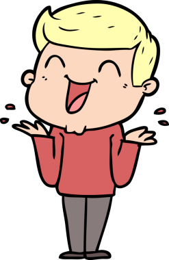 Bir insan tarafından çizilmiş gülen çizgi film adamı.