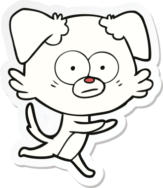 Bir insan tarafından çizilmiş sinirli bir köpek çizgi filminin çıkartması.