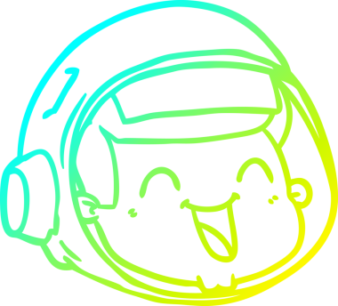 Bir insan tarafından çizilmiş mutlu astronot suratının soğuk çizgi çizimi.