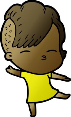 Bir insan tarafından çizilmiş şaşı çizgi film kızı.