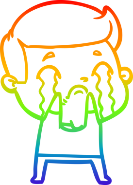 Gökkuşağı gradyan çizimi bir insan tarafından çizilmiş ağlayan bir karikatür adamı çiziyor.