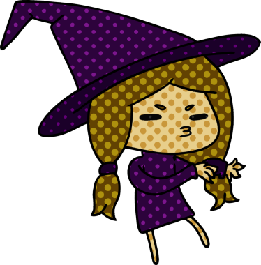 Bir insan tarafından çizilmiş sevimli bir cadı kawaii kızı çizimi.