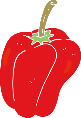 Bir insan tarafından çizilen biberin düz renk çizimi