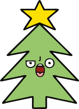 Bir insan tarafından çizilmiş güzel bir Noel ağacı karikatürü.