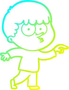 Bir çizgi film karakteri çizen soğuk gradyan bir insan tarafından çizilmiş meraklı çocuk.