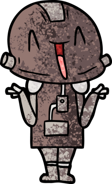 Bir insan tarafından çizilmiş çizgi film robotu