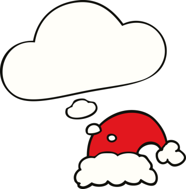 Bir insan tarafından çizilmiş düşünce baloncuklu noel şapkası.