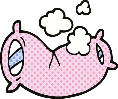 Çizgi roman tarzı yumuşak yastık bir insan tarafından çizilmiş.