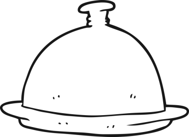 Bir insan tarafından çizilmiş siyah beyaz çizgi film yemek servisi.