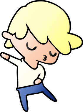 Bir insan tarafından çizilmiş, Kawaii 'nin gradyan çizgi filmi.