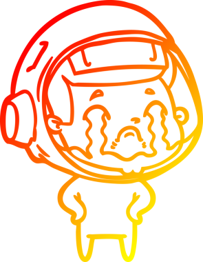 Bir insan tarafından çizilmiş, ağlayan bir astronotun sıcak çizgi çizimi