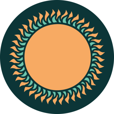 Bir insan tarafından çizilmiş bir güneşin ikonik dövme şekli