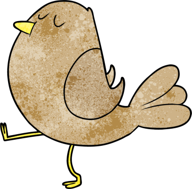 Bir insan tarafından çizilmiş çizgi film kuşu.