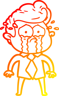 Bir insan tarafından çizilmiş, ağlayan bir çizgi film karakteri.