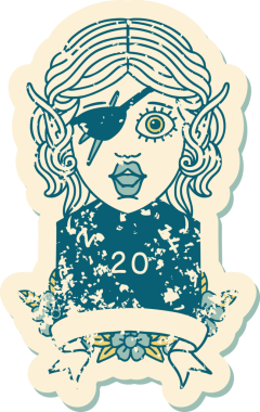 Retro Dövme Tarzı Bir insan tarafından çizilmiş doğal yirmilik zarlı düzenbaz karakter