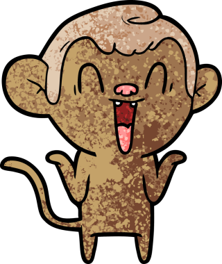 Bir insan tarafından çizilmiş gülen maymun çizgi filmi