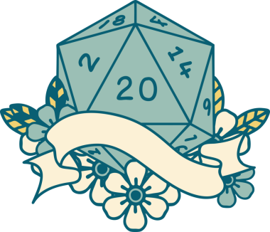 Retro Dövme Biçimi Doğal 20 D20 zar bir insan tarafından çizildi