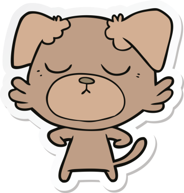 Bir insan tarafından çizilmiş şirin bir köpeğin çıkartması.