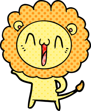 Bir insan tarafından çizilmiş mutlu çizgi film aslanı.