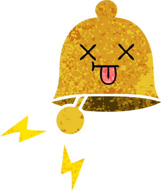 Bir insan tarafından çizilmiş bir çanın retro çizim tarzı karikatürü.