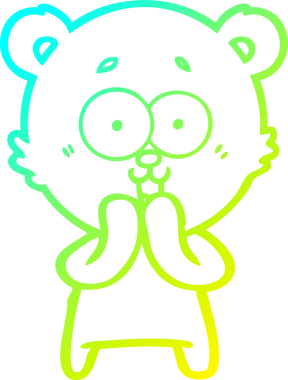 Bir insan tarafından çizilmiş gülen oyuncak ayı çizgi filmi.