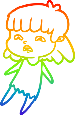 Gökkuşağı gradyan çizimi Bir insan tarafından çizilmiş endişeli bir çizgi kadın