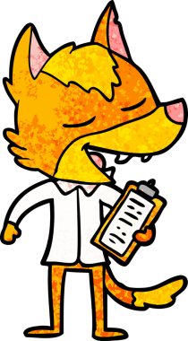 Bir insan tarafından çizilmiş tilki çizgi film karakteri