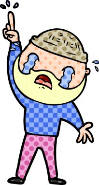 Çizgi film sakallı adam bir insan tarafından çizilmiş ağlıyor.