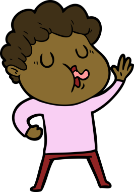 Bir insan tarafından çizilmiş çizgi film şarkıcısı.