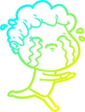 Bir insan tarafından çizilmiş ağlayan bir çizgi film karakteri çizimi.