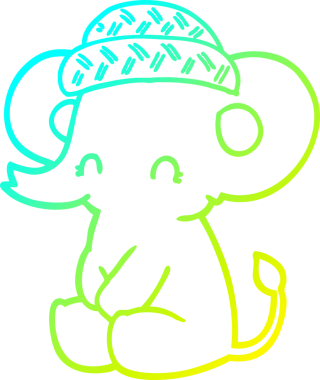 Bir insan tarafından çizilmiş bir çizgi filin soğuk eğimli çizgisi.