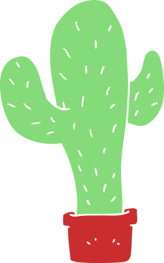 Bir insan tarafından çizilen kaktüsün düz renk çizimi