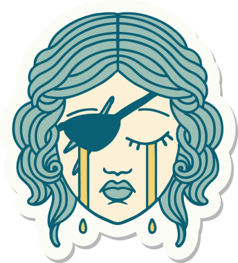 Bir insan tarafından çizilmiş ağlayan düzenbaz bir insan karakterinin çıkartması.