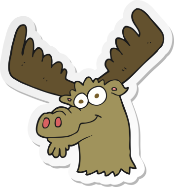 Bir insan tarafından çizilmiş çizgi film geyiğinin çıkartması.